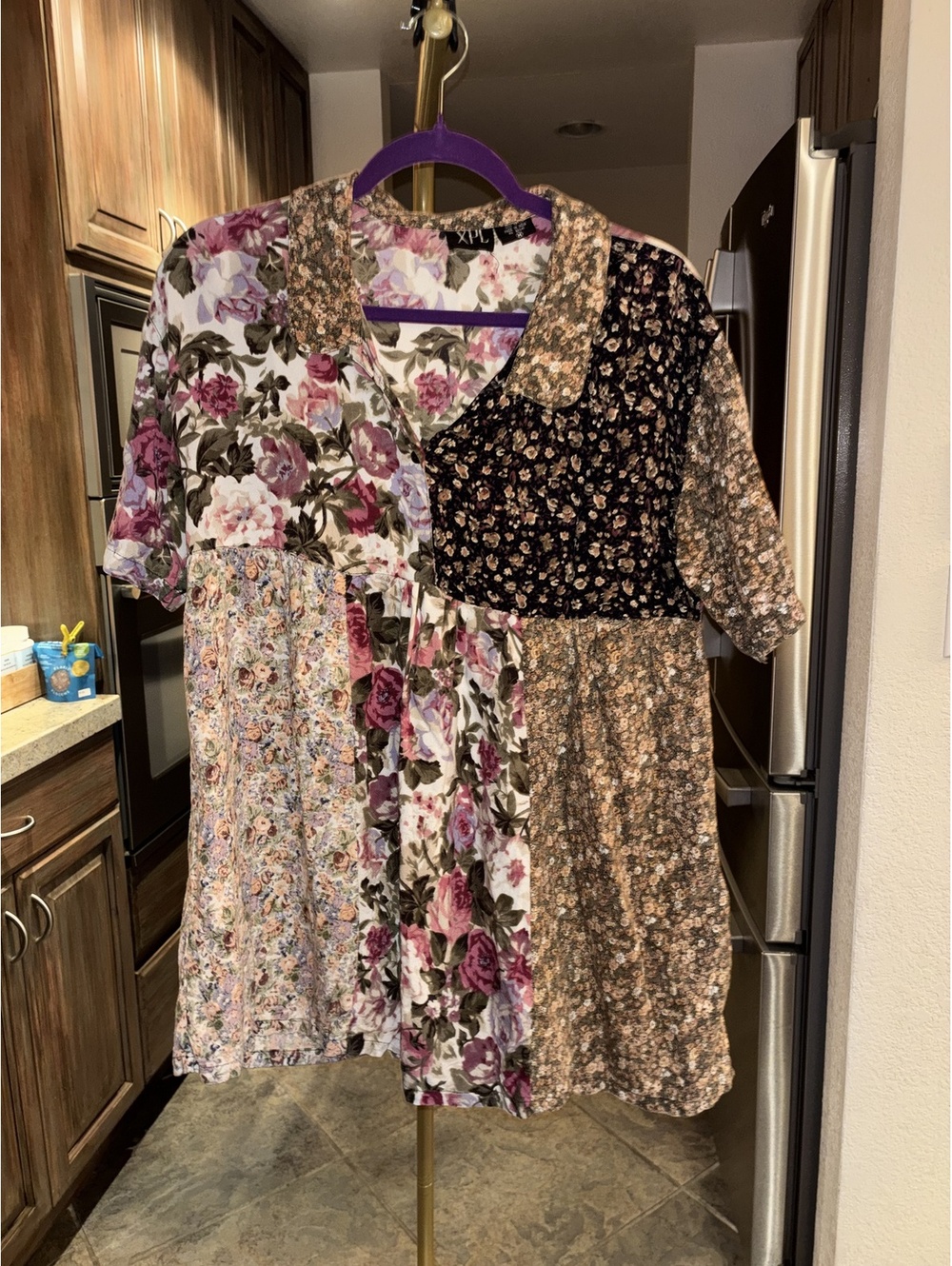 XPL Patchwork babydoll tunic Size M